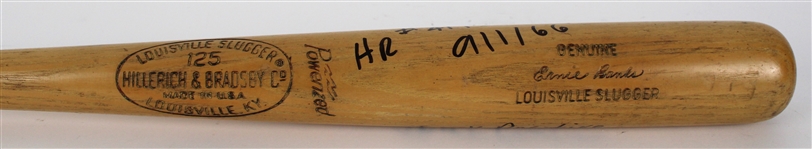 1966 circa Ernie Banks Chicago Cubs Hillerich & Bradsby Louisville Slugger Signed Professional Model Game Used Bat w/ HR #417, 9/2/66 & Think Positive Inscription (JSA / MEARS LOA)