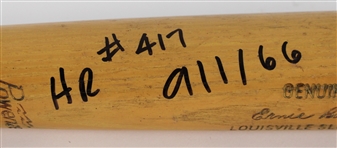 1966 circa Ernie Banks Chicago Cubs Hillerich & Bradsby Louisville Slugger Signed Professional Model Game Used Bat w/ HR #417, 9/2/66 & Think Positive Inscription (JSA / MEARS LOA)