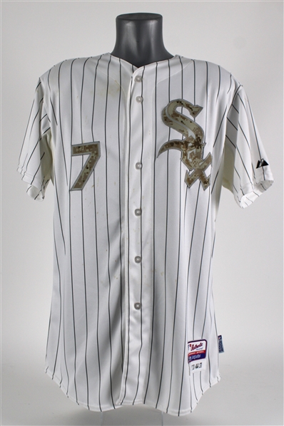 2013 Jeff Keppinger Chicago White Sox Signed Game Worn Memorial Jersey (MLB Hologram/JSA) MEARS LOA
