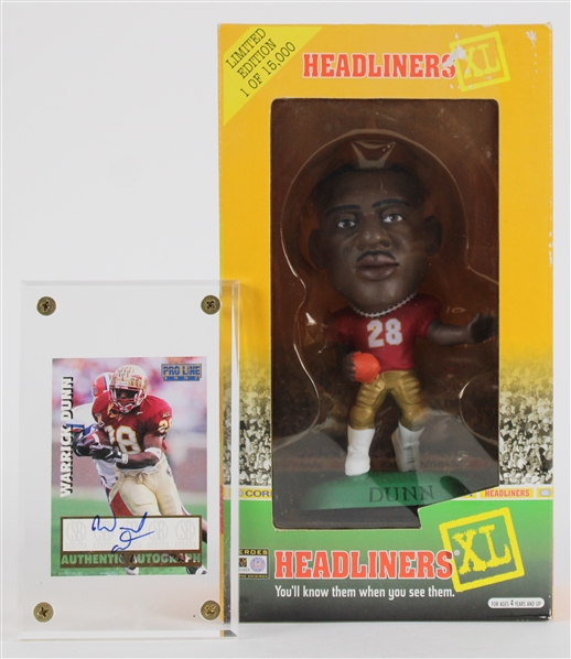 1997-98 Warrick Dunn Tampa Bay Buccaneers Signed Pro Line Card w/ Headliners Figure