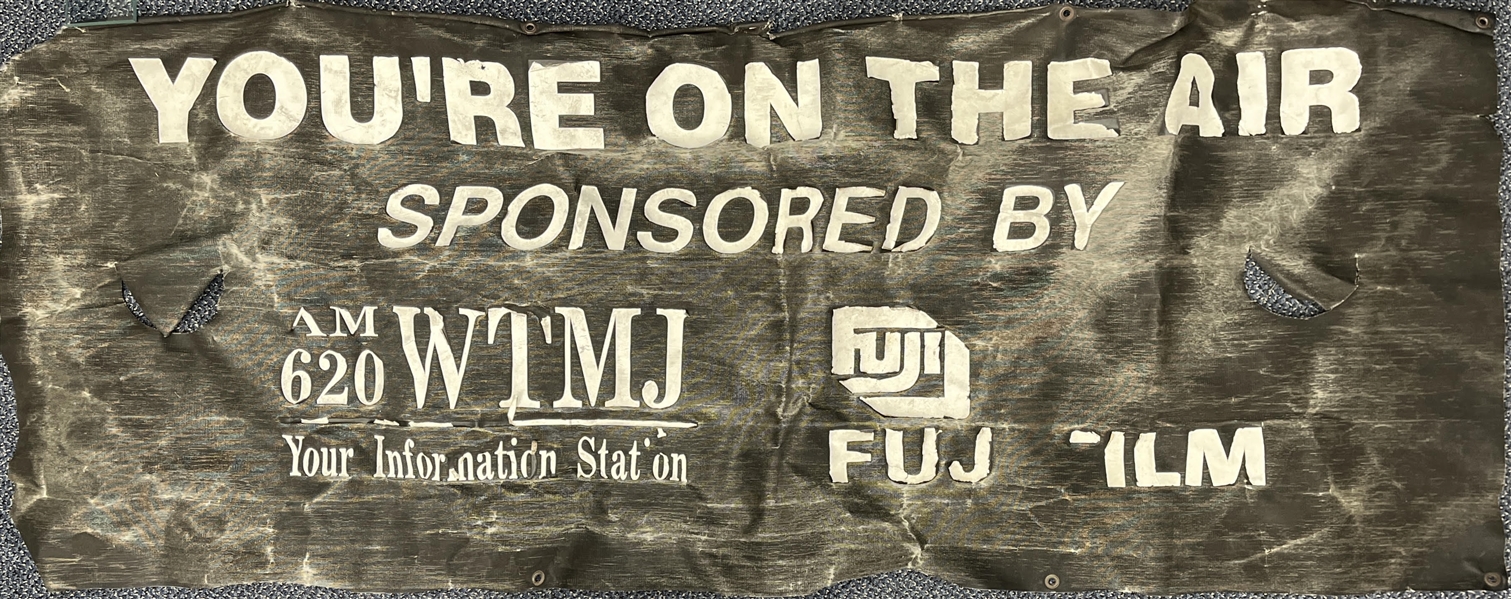 1990s Milwaukee County Stadium WTMJ Radio 33"x86" Banner 