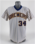 1984-85 Rollie Fingers Milwaukee Brewers Game Worn Home Jersey (MEARS A9.5)
