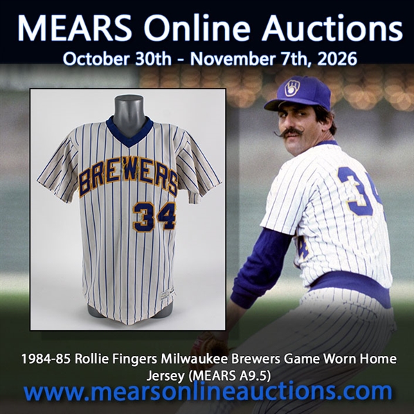 1984-85 Rollie Fingers Milwaukee Brewers Game Worn Home Jersey (MEARS A9.5)