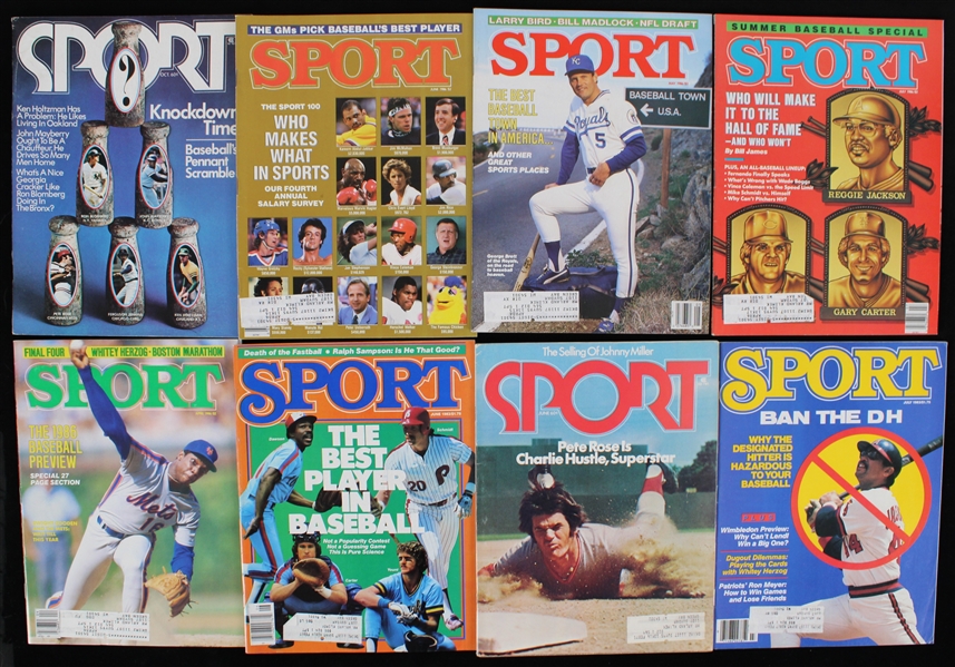 1973-86 Sport Magazines Featuring Reggie Jackson, Pete Rose & more (Lot of 8) 
